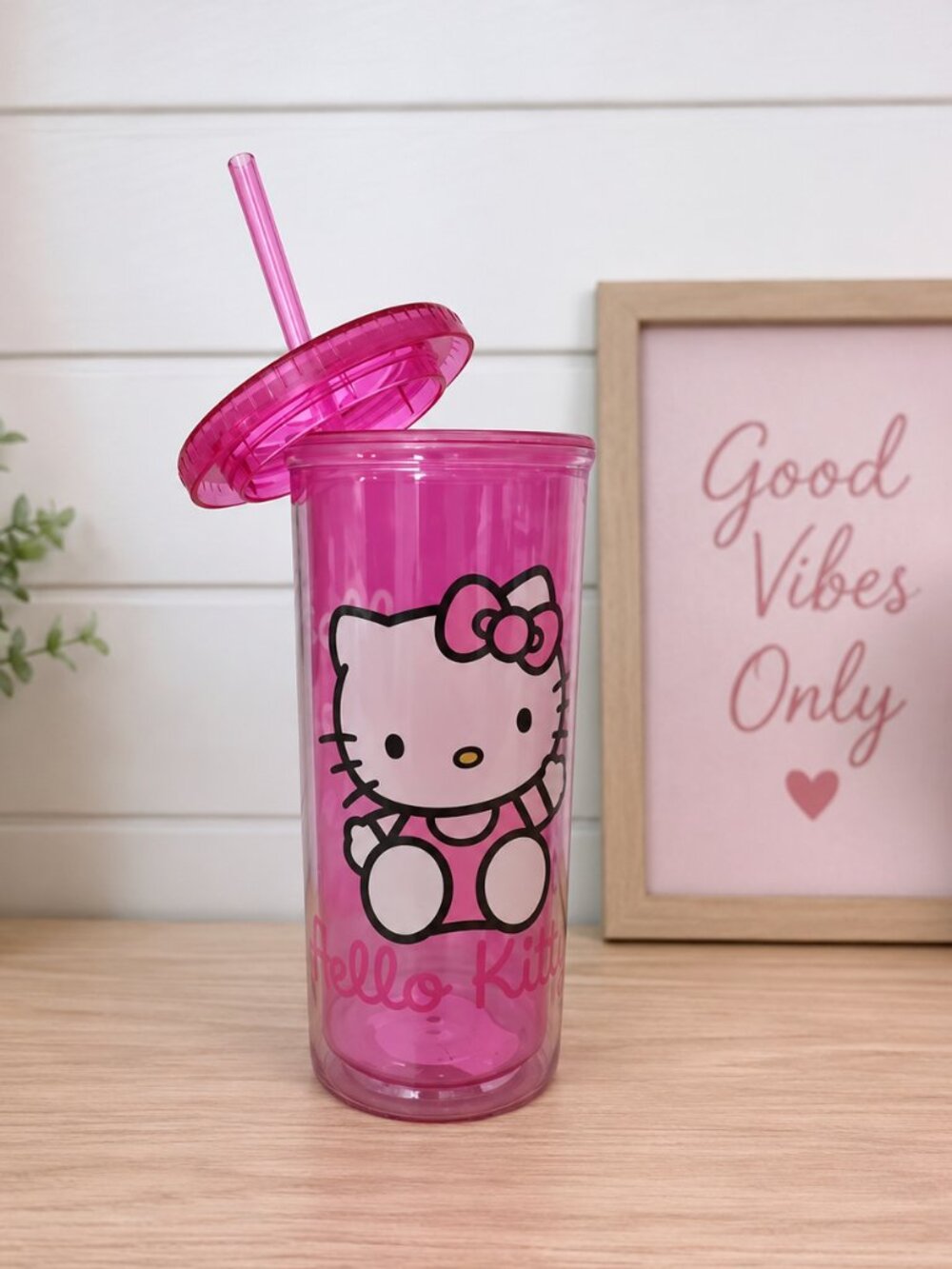 Hello Kitty Pink Double Wall Insulated Travel Tumbler‎ Cup with Straw